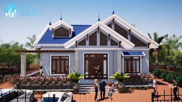 Mẫu nhà cấp 4 mái thái 3 phòng ngủ 120m2 theo phong cách châu âu