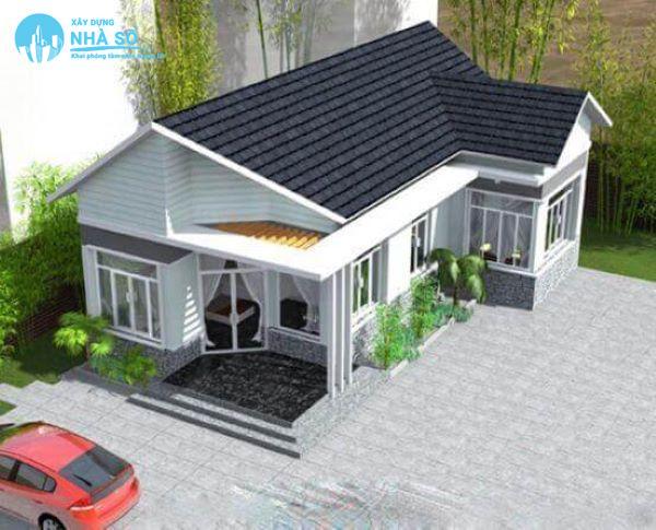 Mẫu nhà cấp 4 mái thái 3 phòng ngủ chữ L hiện đại