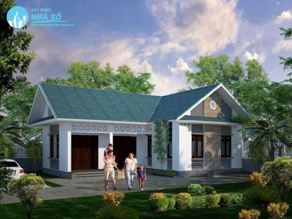 Mẫu nhà cấp 4 mái thái 3 phòng ngủ chữ L tiện nghi