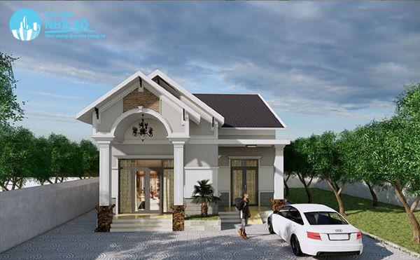 Mẫu nhà cấp 4 mái thái 3 phòng ngủ chữ L theo phong cách cổ điển