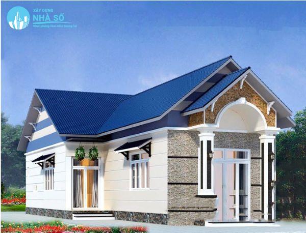 Mẫu nhà cấp 4 mái thái 3 phòng ngủ chữ Lcó bật thềm thấp