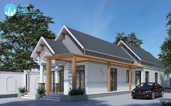 Mẫu nhà cấp 4 mái thái 5x22m lấy ý tưởng từ các ngôi nhà kiểu phương tây