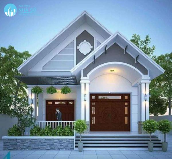 Mẫu nhà cấp 4 mái thái 5x22m có bật thềm cao