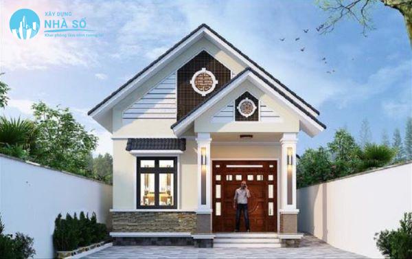 Mẫu nhà cấp 4 mái thái 5x22m có bật thềm thấp