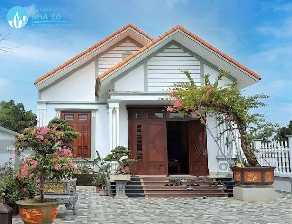 Mẫu nhà cấp 4 mái thái 8x12m mộc mạc
