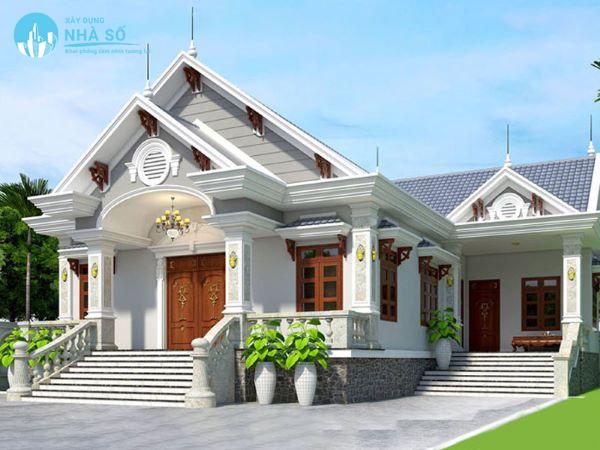 Mẫu nhà cấp 4 mái thái chữ L hiện đại
