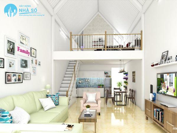 Mẫu nhà cấp 4 mái thái gác lửng 400 triệu tiện nghi