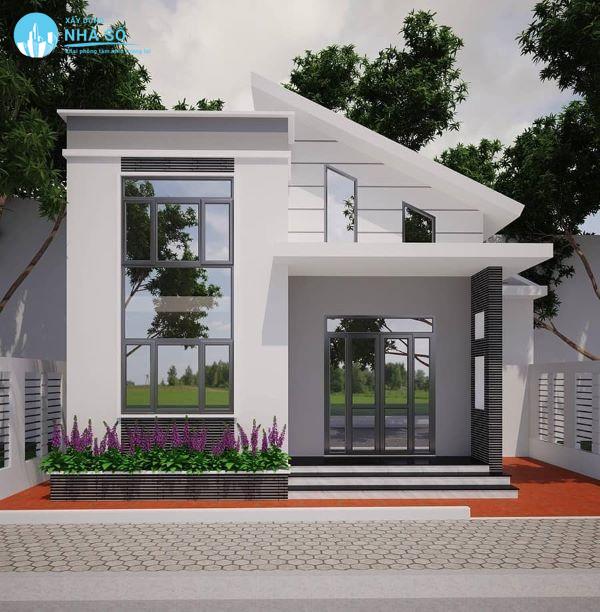 Nhà cấp 4 mái lệch 2 phòng ngủ