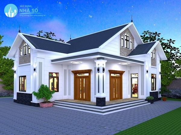 Mẫu nhà cấp 4 chữ L mái nhật