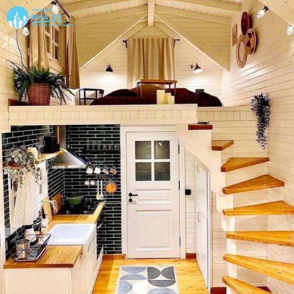 Mẫu nhà cấp 4 gác lửng 2 phòng ngủ tiện nghi hiện đại