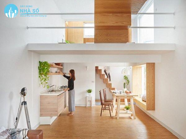 Mẫu nhà cấp 4 có gác lửng 4x16 tiện nghi