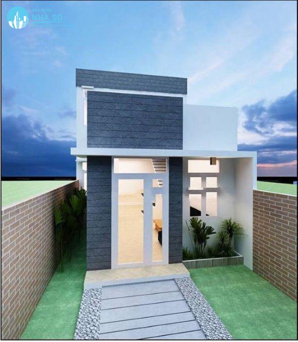 Mẫu nhà cấp 4 có gác lửng 4x16 đơn giản