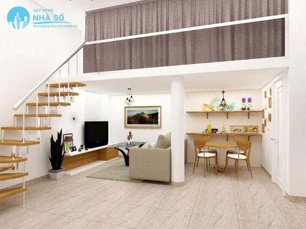 Mẫu nhà cấp 4 có gác lửng 4x18 đẹp