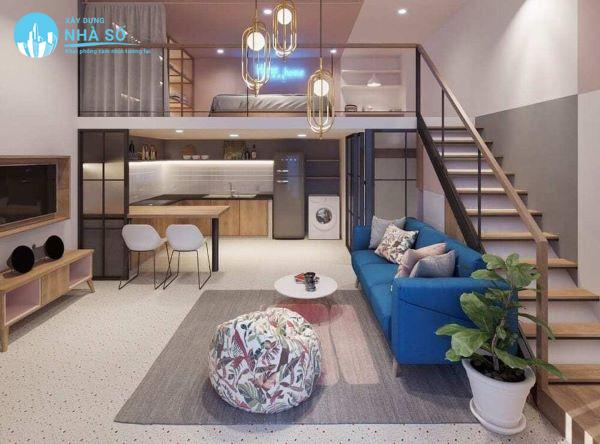Mẫu nhà cấp 4 có gác lửng 5×12 ấm cúng