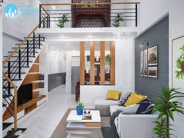 Mẫu nhà cấp 4 có gác lửng 5x15 đẹp tiện nghi