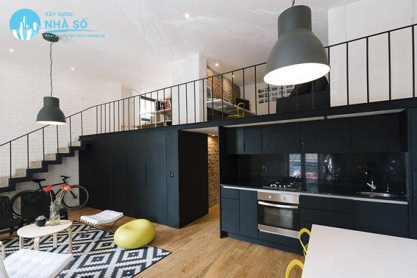 Mẫu nhà cấp 4 có gác lửng 5x18 tiện nghi