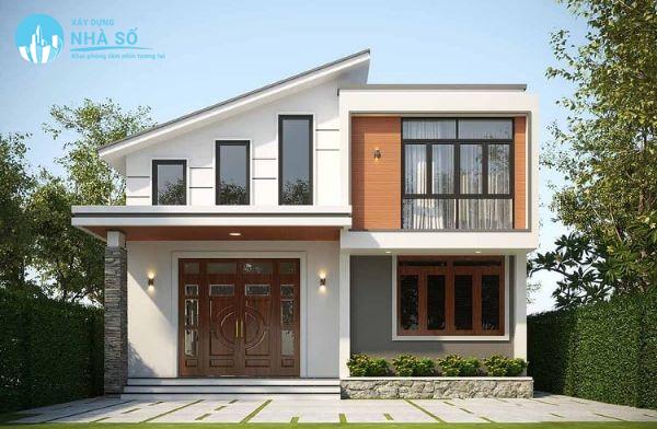 Mẫu nhà cấp 4 mái lệch 2 phòng ngủ đẹp