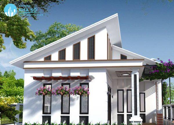Mẫu nhà cấp 4 mái lệch 2 phòng ngủ hiện đại
