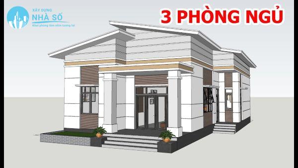Tổng quan mẫu nhà cấp 4 mái lệch 3 phòng ngủ