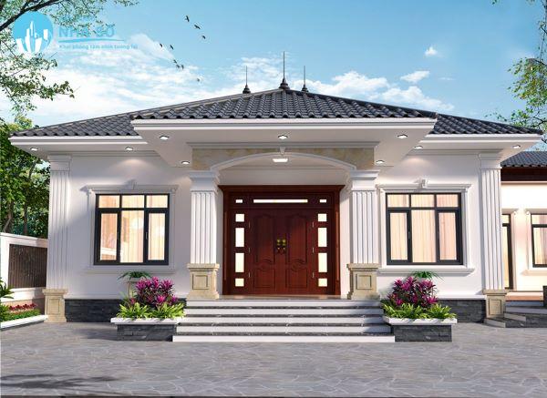 Mẫu nhà cấp 4 mái nhật 4 phòng ngủ theo phong cách xưa