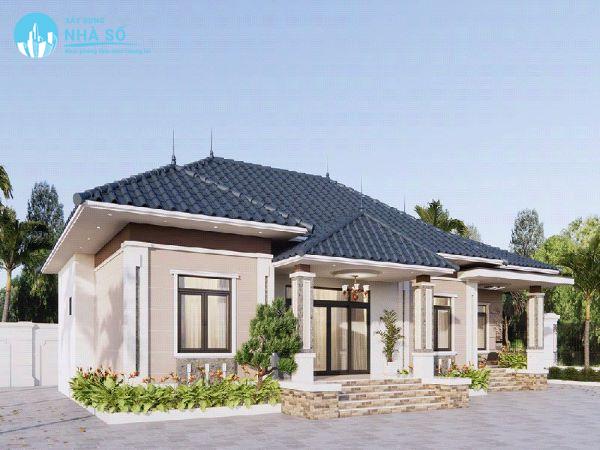 Mẫu nhà cấp 4 mái nhật 4 phòng ngủ tươi mới