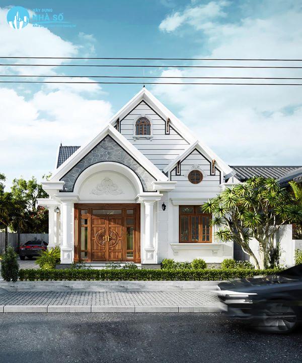 mẫu nhà cấp 4 mái tôn 3 phòng ngủ theo phong cách biệt thự