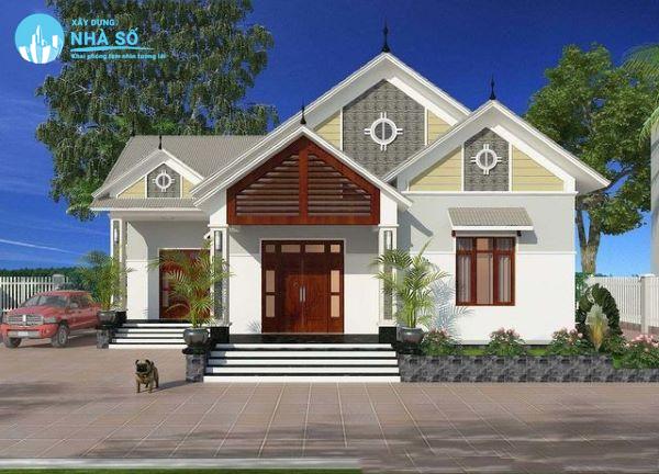 mẫu nhà cấp 4 mái tôn 3 phòng ngủ có 2 cửa