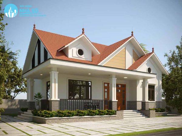 mẫu nhà cấp 4 mái tôn 3 phòng ngủ có gác mái