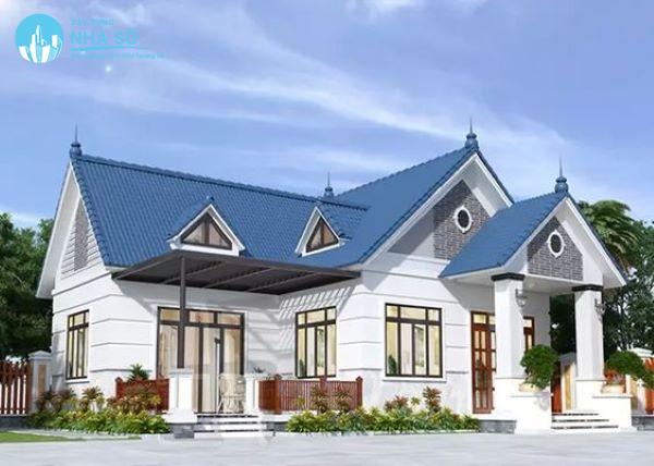 Mẫu nhà cấp 4 120m2 3 phòng ngủ 1 thờ tone màu tươi sáng