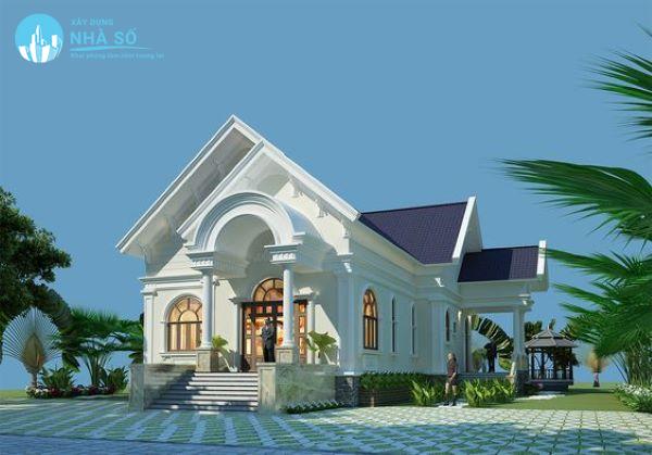 Mẫu nhà cấp 4 120m2 3 phòng ngủ 1 thờ phong cách châu âu