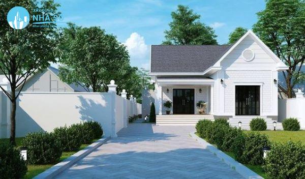 Mẫu nhà cấp 4 2 phòng ngủ 70m2 màu sắc tươi sáng