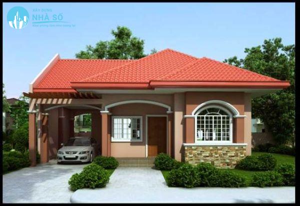 Mẫu nhà cấp 4 2 phòng ngủ 70m2 bắt mắt