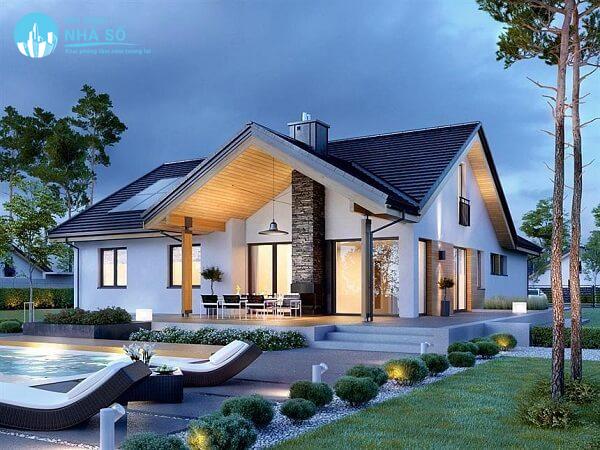 Mẫu nhà cấp 4 100m2 3 phòng ngủ 1 thờ phong cách cổ điển