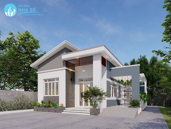Mẫu nhà cấp 4 3 phòng ngủ 70m2 phong cách cổ điển