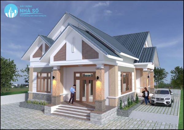 Mẫu nhà cấp 4 3 phòng ngủ 70m2 mái ngói