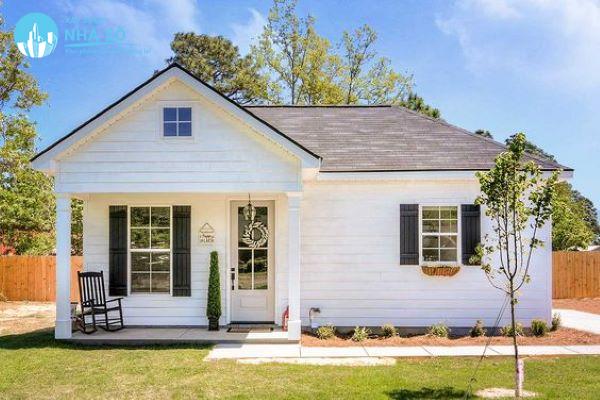 Mẫu nhà cấp 4 60m2 2 phòng ngủ bắt mắt