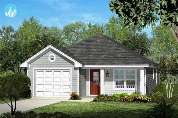 Mẫu nhà cấp 4 60m2 2 phòng ngủ tiện nghi