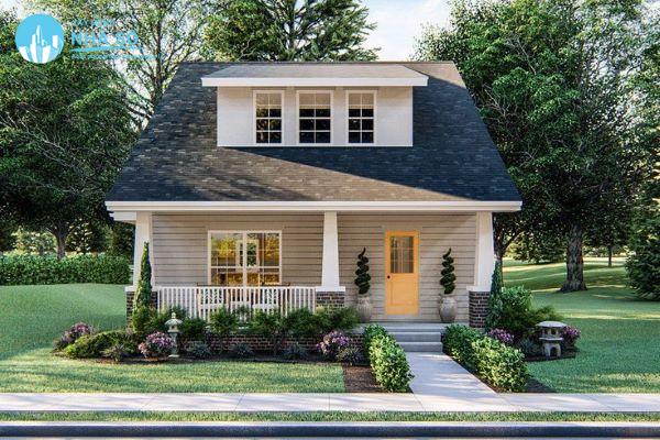 Mẫu nhà cấp 4 60m2 2 phòng ngủ theo phong cách phương Tây