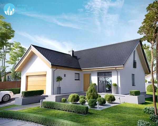 Mẫu nhà cấp 4 chữ u 4 phòng ngủ mặt tiền rộng