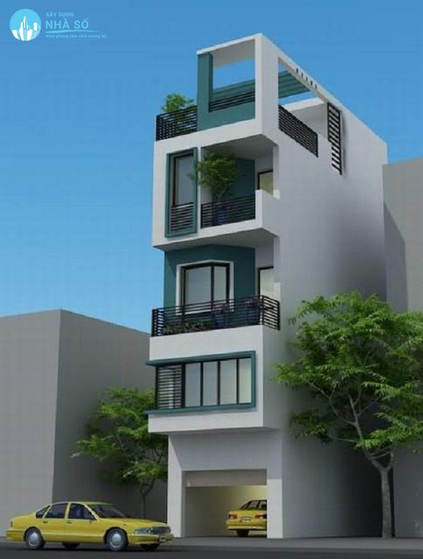 Mẫu nhà phố 4 tầng cao có độ hoàn thiện cao