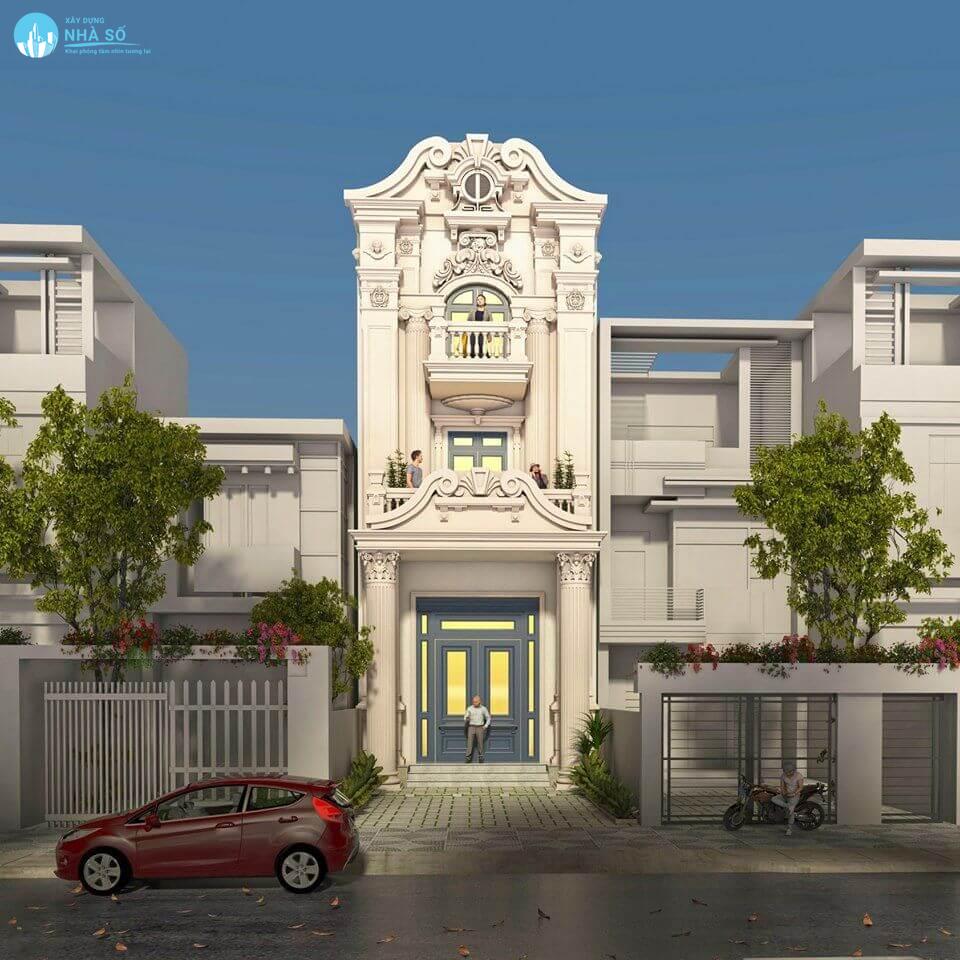 Mẫu nhà phố cổ điển tươi sáng và ấn tượng