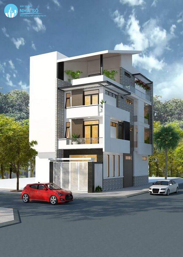 Mẫu nhà phố 2 mặt tiền kiểu cách hiện đại