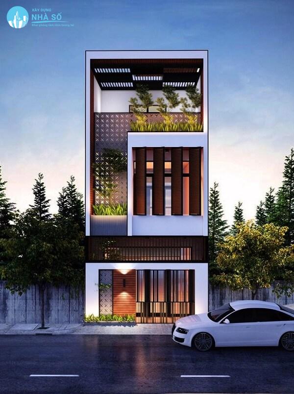 Mẫu nhà phố mặt tiền 6m ngoại thất hài hòa và đẳng câp