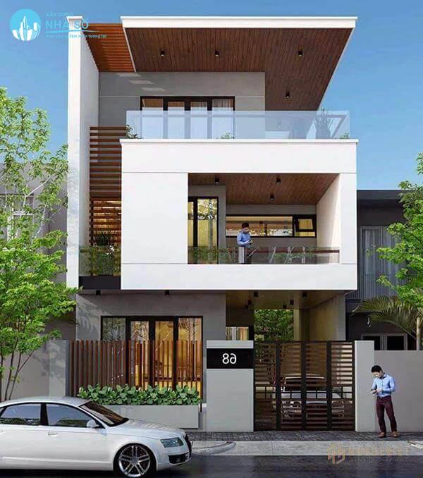 Mẫu nhà phố mặt tiền 7m phong cách tây Âu hiện đại