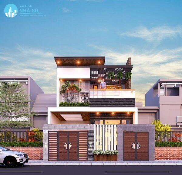 Mẫu nhà phố mặt tiền 7m ngoại thất hài hòa và cao cấp