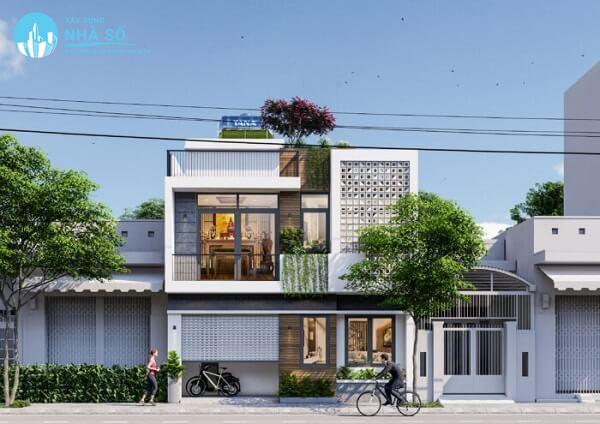 Mẫu nhà phố mặt tiền 8m ngoại thất ấn tượng