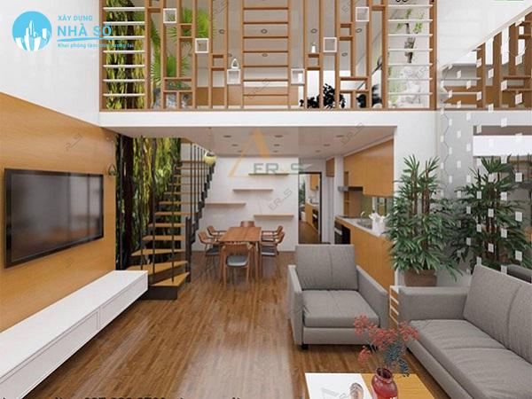 Mẫu nhà phố gác lửng thiết kế nội thất hợp lý