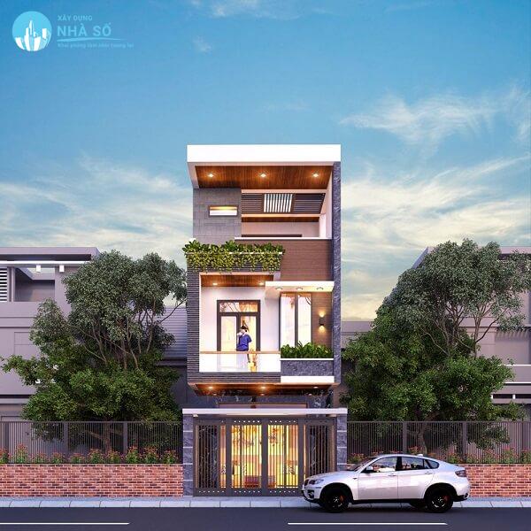 Mẫu nhà phố 1 trệt 2 lầu thể hiện sự sang trọng và hài hòa