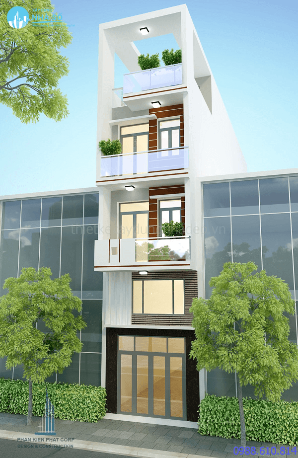 Mẫu nhà phố 1 trệt 3 lầu cao cấp