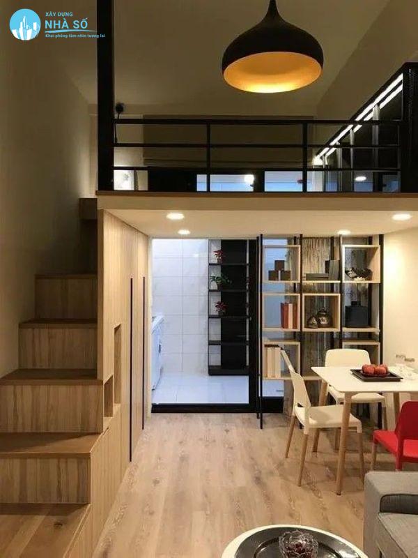 Mẫu nhà cấp 4 có gác lửng 5x18 mộc mạc